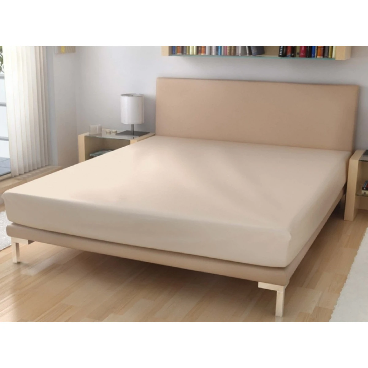 Nepropustné jersey prostěradlo 160x220 - bílá káva