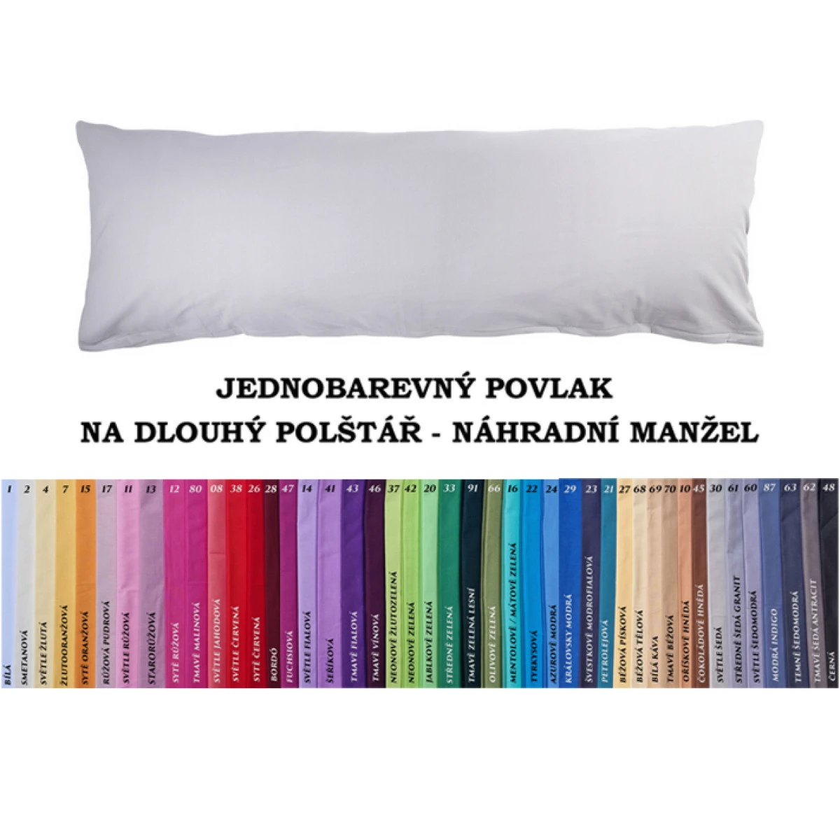 Bavlněný povlak na polštář 55x180cm - jednobarevný