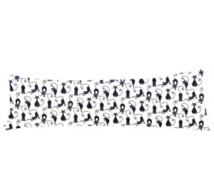 Povlak na dlouhý polštář 50x150cm - Černé kočky na bílé