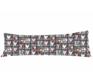 Povlak na dlouhý polštář 45x120cm - Retro styl srdce