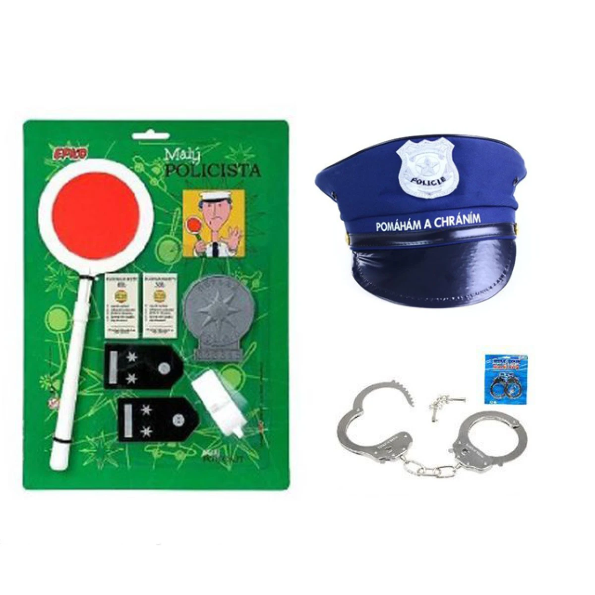 VELKÁ SADA Malý policista - čepice + pouta + sada policista