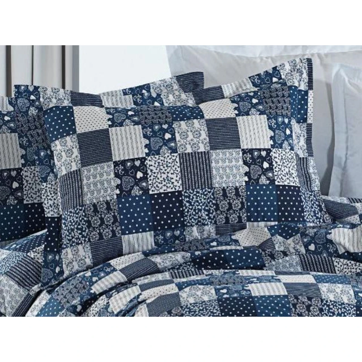 Povlak na polštář Patchwork tmavě modrý