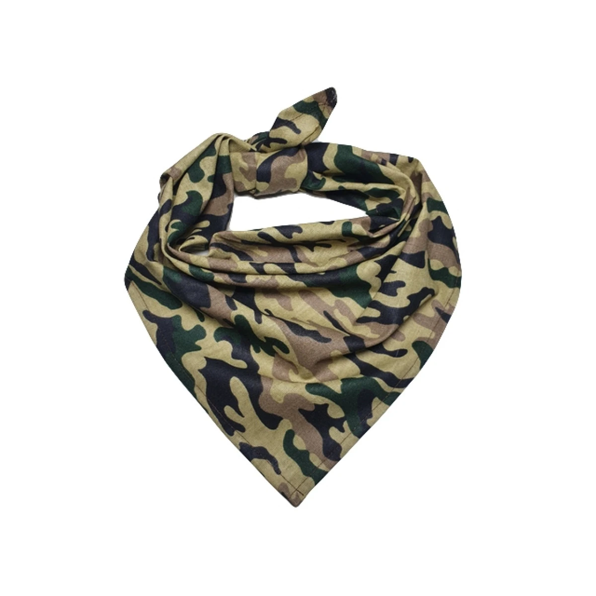 Trojcípý bavlněný šátek - Maskáčový vzor na khaki podkladu