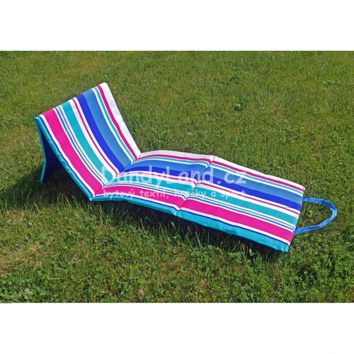 Plážové lehátko skládací 180 x 50 x 1,5cm pruhované modré