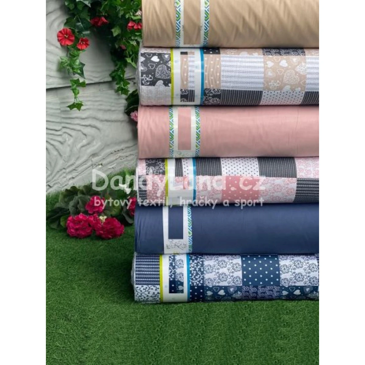 Bavlněná látka metráž šíře 240 cm - Patchwork béžový