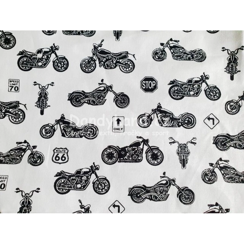 Bavlněný šátek - Motorky na bílé
