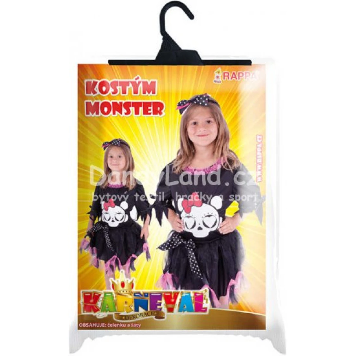 KARNEVAL Šaty + čelenka slečna Monster vel.XS (104-110 cm) 3-4 r