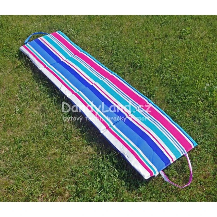 Plážové lehátko skládací 180 x 50 x 1,5cm pruhované modré