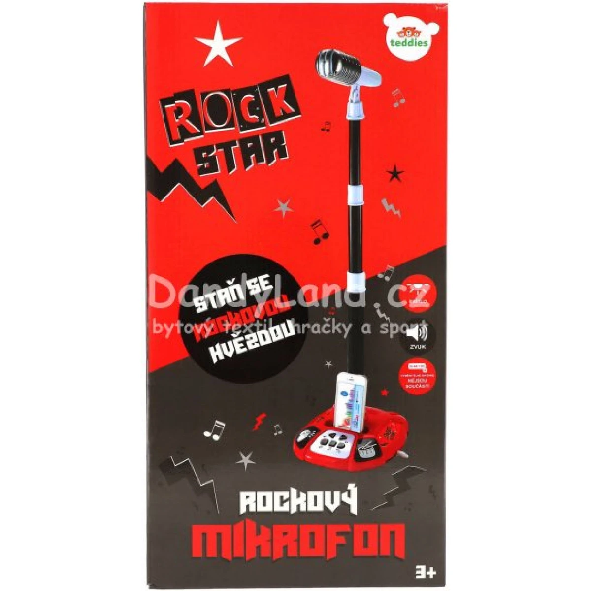 Mikrofon dětský stojanový Karaoke Rock Star na baterie Světlo Zv