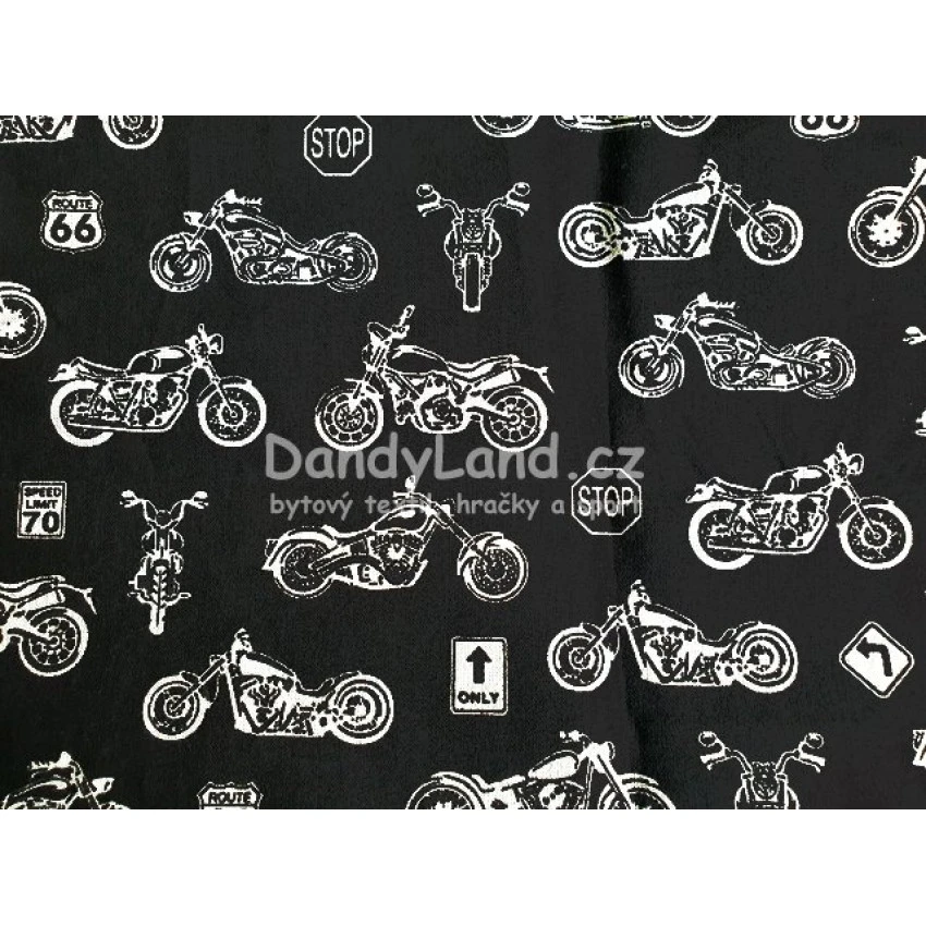 Bavlněný šátek - Motorky na černé