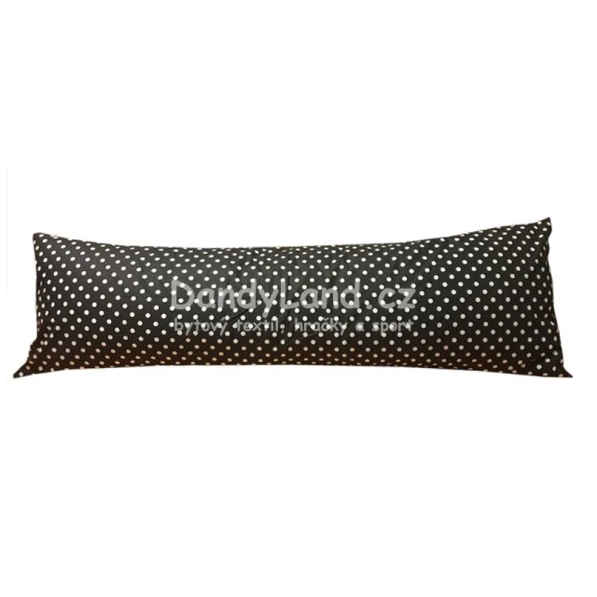 Povlak na dlouhý polštář 55x180cm - červený/černý, puntík 11mm