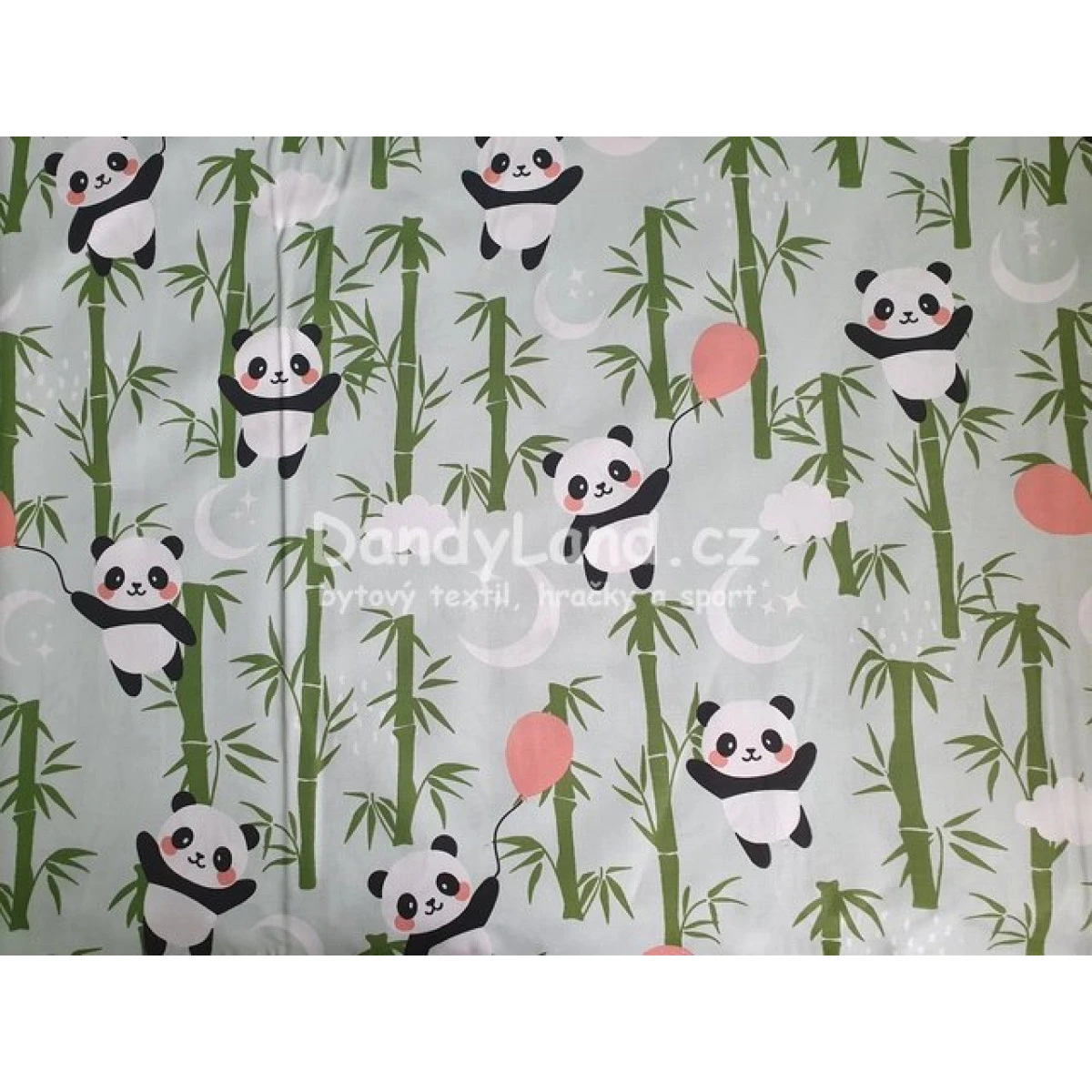 Bavlněná látka metráž šíře 240 cm - Panda s balónkem