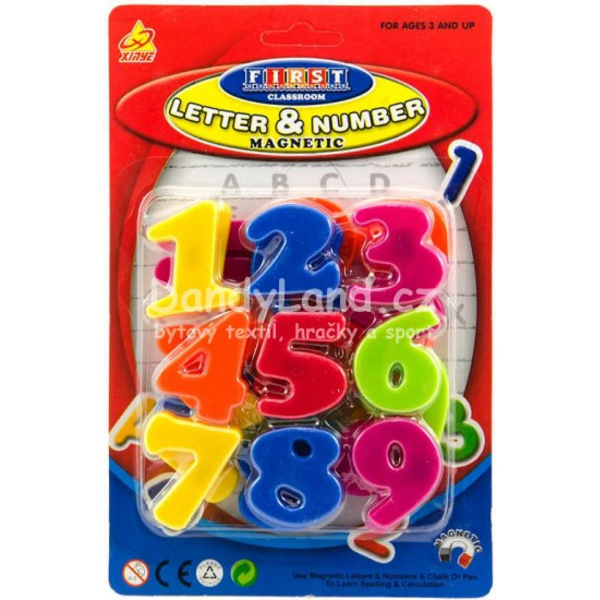 Číslice magnetické barevné 4cm set 27ks na kartě plast