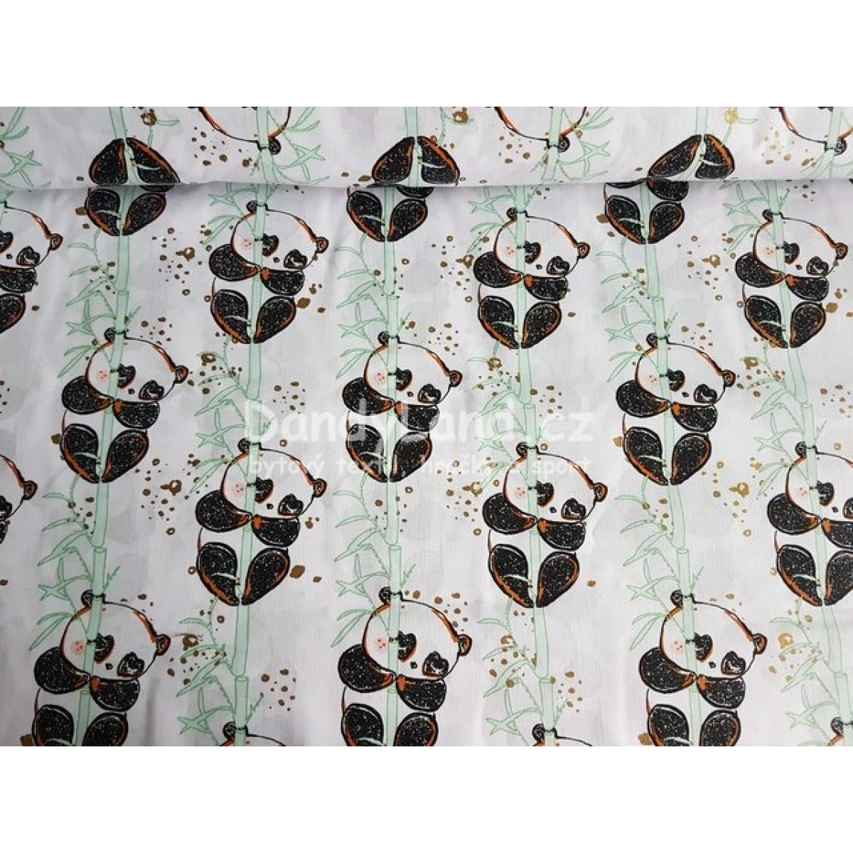 Bavlněná látka metráž - Panda na bambusu