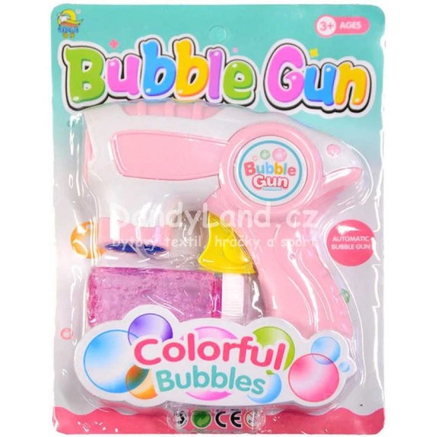Pistole bublifukovací 15cm set s náplní 2 barvy plast na kartě