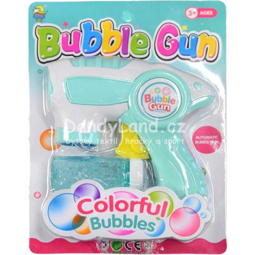 Pistole bublifukovací 15cm set s náplní 2 barvy plast na kartě