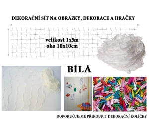 Bílá dekorační síť 5x1m oko 10x10cm
