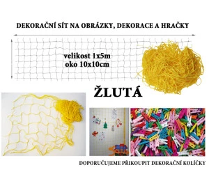 Žlutá dekorační síť 5x1m oko 10x10cm