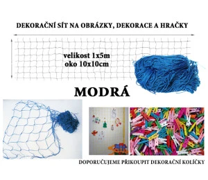 Modrá dekorační síť 5x1m oko 10x10cm