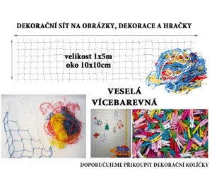 Veselá vícebarevná dekorační síť 5x1m oko 10x10cm