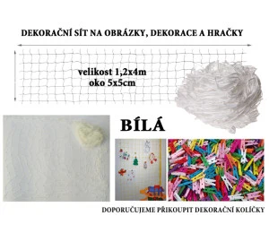 Bílá dekorační síť 4x1,2m oko 5x5cm