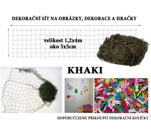 Khaki dekorační síť 2x1,2m oko 5x5cm