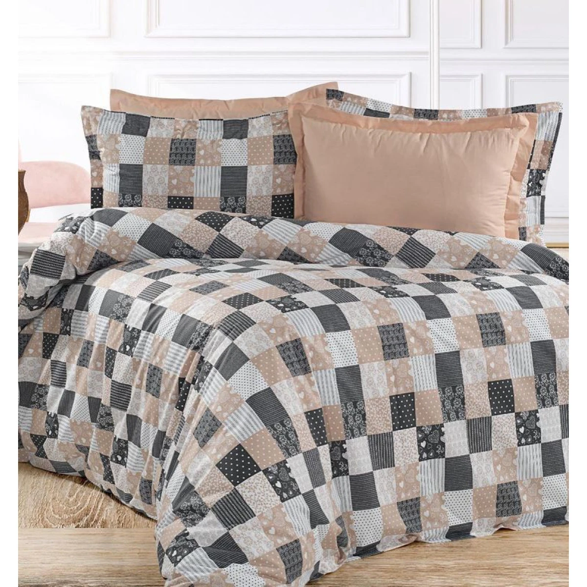 Bavlněná látka metráž šíře 240 cm - Patchwork béžový