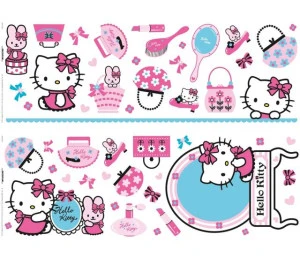 Samolepicí obrázky na zeď Hello Kitty 54 ks