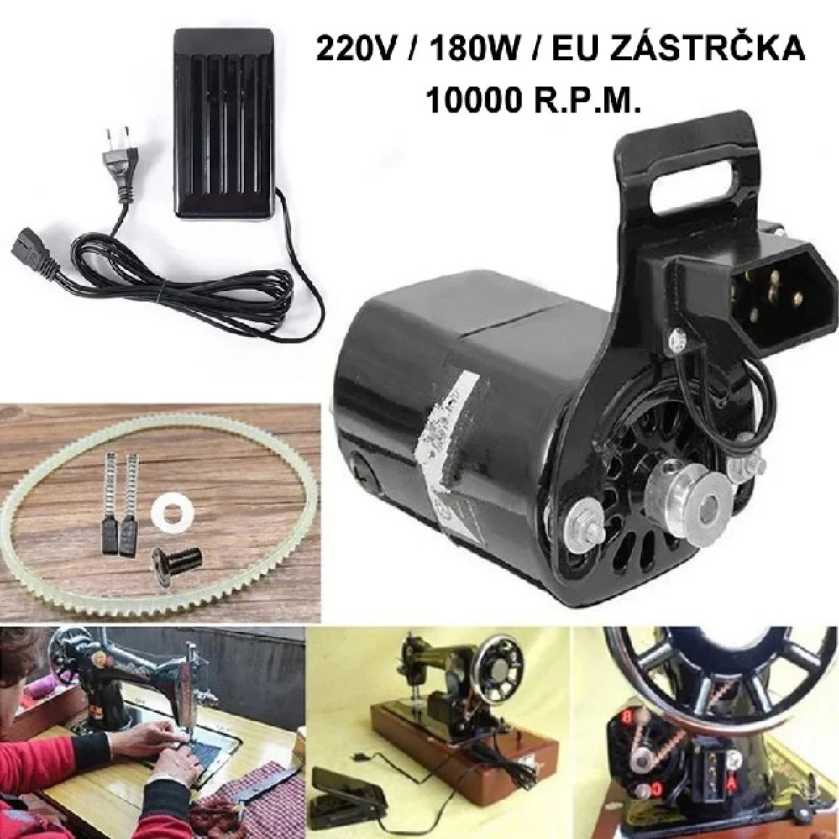 Sada motor, pedál, držák a kabel pro šicí stroje 220V 180W 0.9A