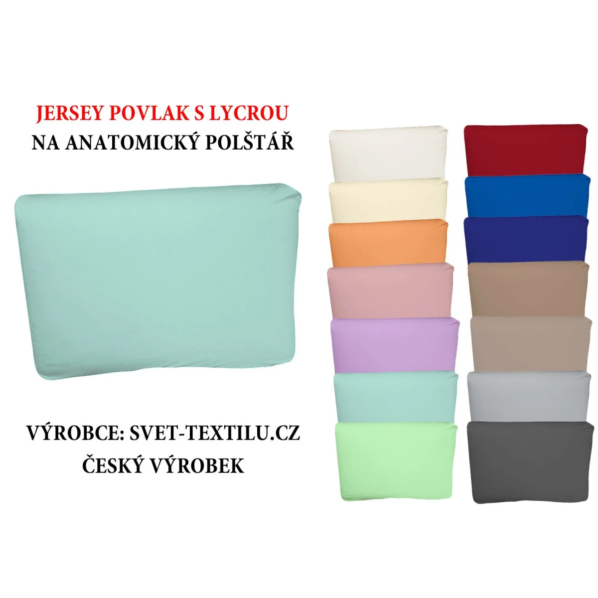 Jersey povlak s lycrou na anatomický neprofilovaný polštář 36x54
