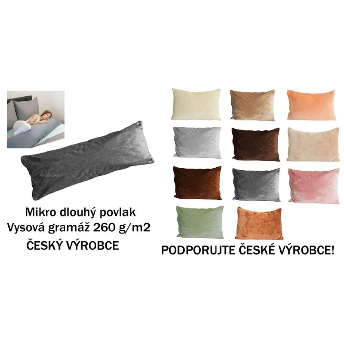 Povlak na dlouhý polštář mikroflanel